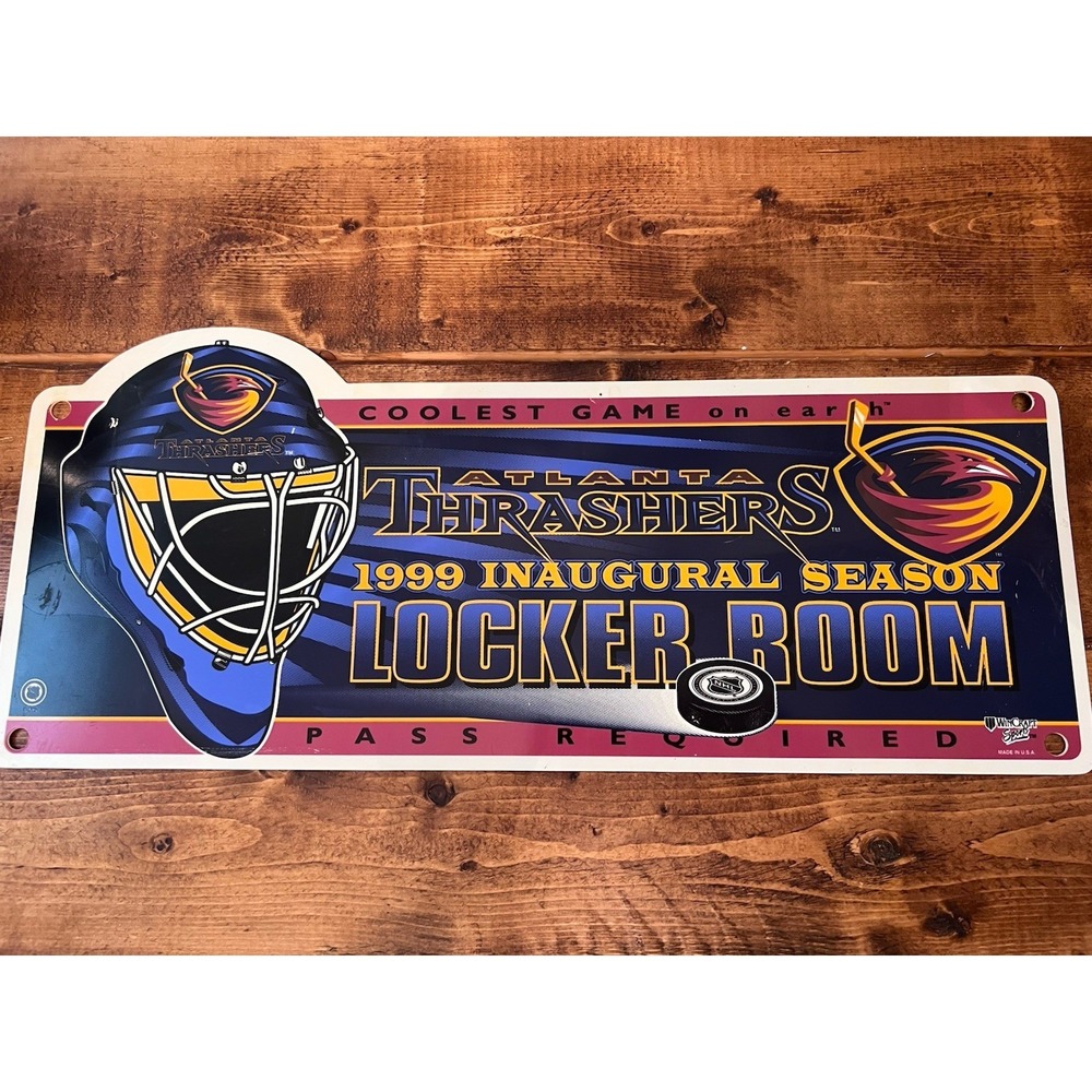 Atlanta Thrashers Inaugural Season 1999  NHL Locker Room Sign Man Cave